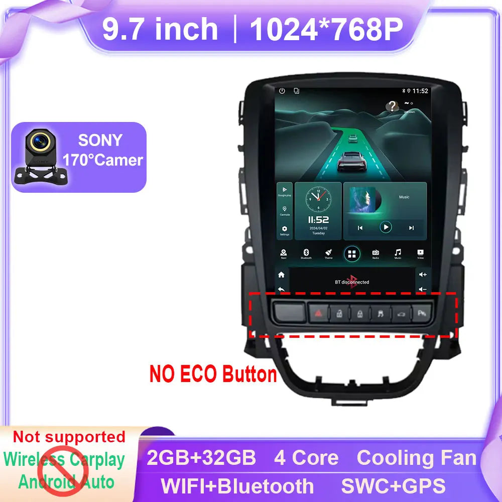 Android Car Stereo for Opel Astra J, Vauxhall, Holden, Cascada (2009–2015) — CarPlay, Android Auto, GPS, WiFi