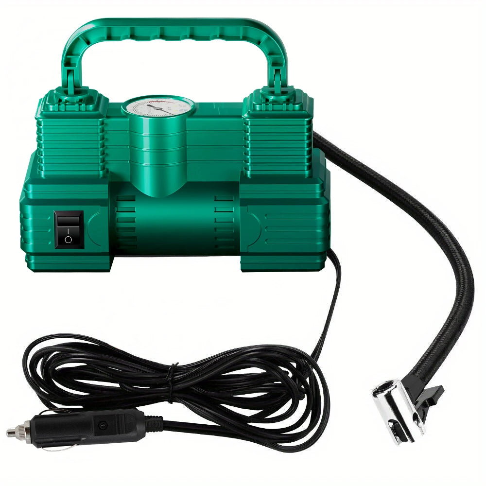 Ultra-Fast Car Tire Pump | 12V Plug-in, 5 Mins Full Inflation, Compact & Corded