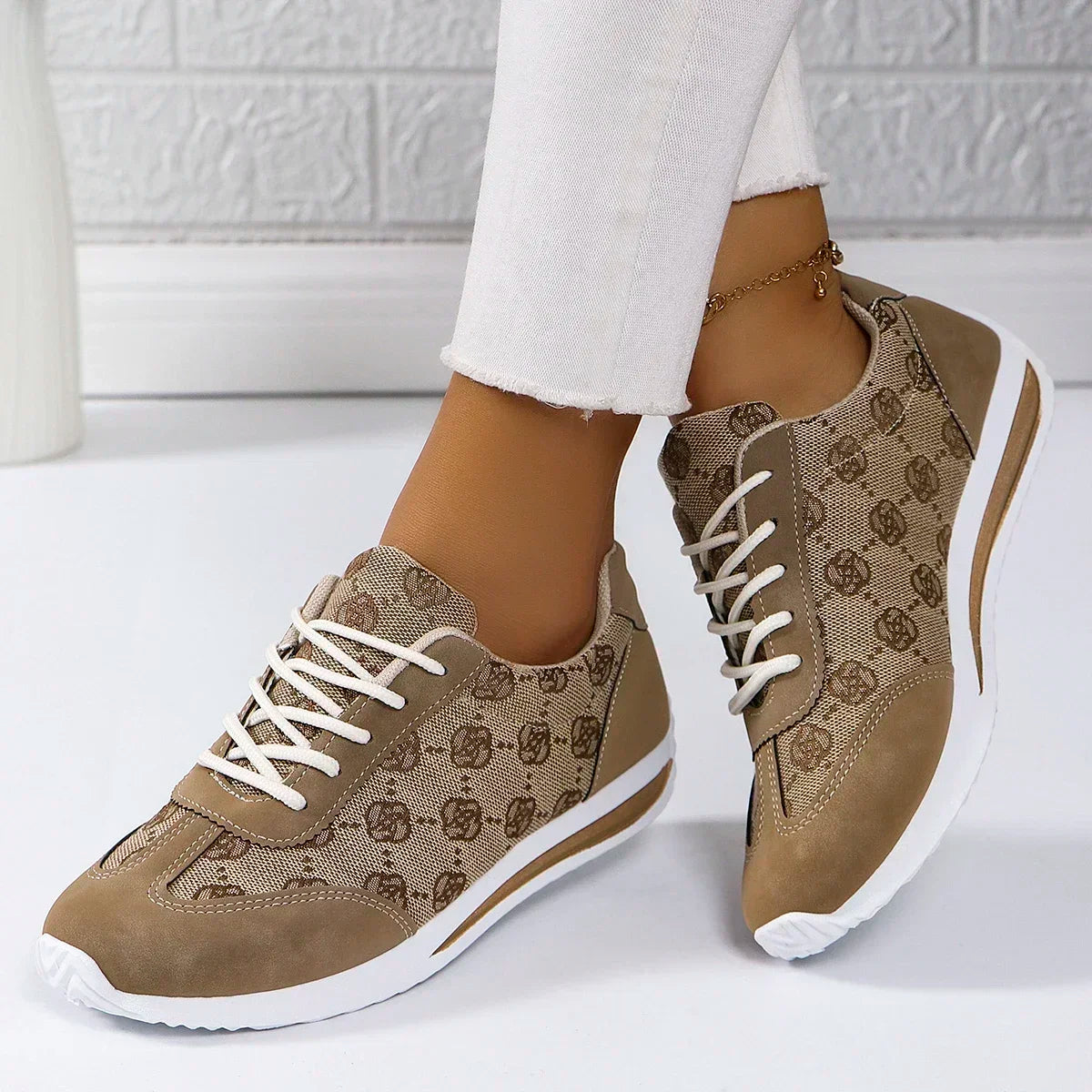 Cross-Strap Designer Sneakers for Women — Breathable Flat Casual Walking Shoes