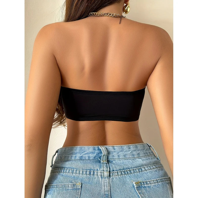 Women's Strapless Push-Up Bra – Backless Invisible Front-Button Belly Band Underwear | Wire-Free