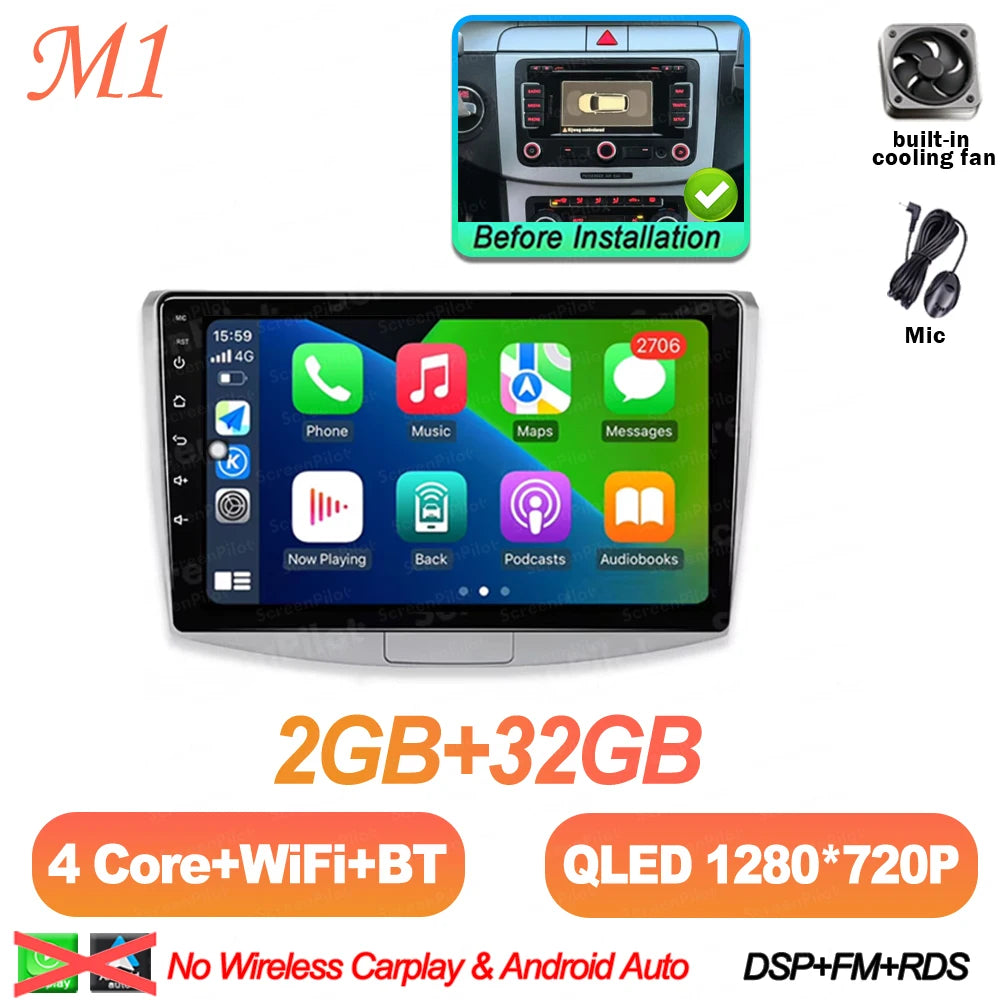 For Volkswagen VW Passat B6 B7 B8 CC 2007- 2021 Android 16 Multimedia Video Player Carplay Intelligent System Wifi 4G 8 Core