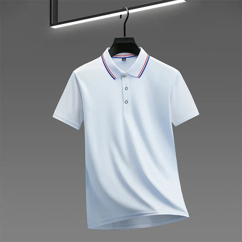 Men's Solid Polo Shirt - Anti-Wrinkle Knit, Versatile Summer Top