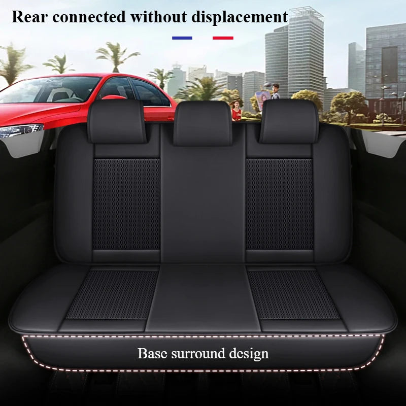 7-Seater Ice Silk & PU Leather Car Seat Cover Set for MPV