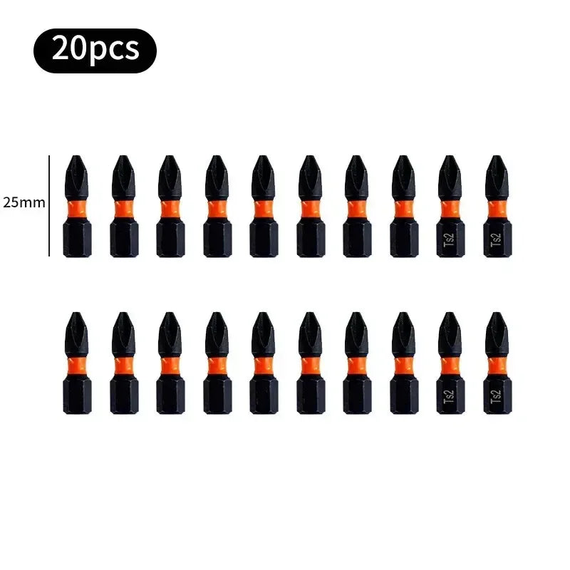 20pcs Magnetic Screwdriver Bit Set PH2 Phillips 25mm Anti-slip Shockproof Alloy Steel Impact Drill Bits for Outdoor Decoration