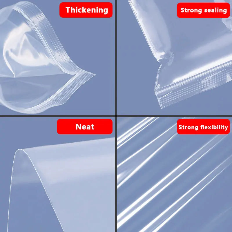 100PCS Thicken Ziplock Sealed Bags – Clear PA+PE Plastic Storage for Jewelry, Food & Packing