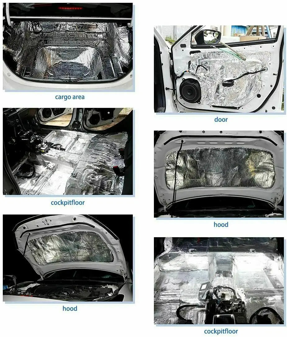 10Pcs 5mm Sound Deadener Heat Insulation Mat Car Van Sound Proofing Deadening Insulation Car Hood Insulation Silent