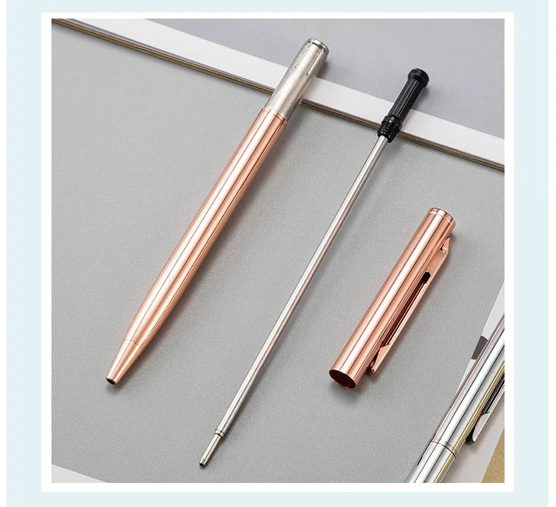 50 Pcs Metal Ballpoint Pen Rose Gold Pen Custom Logo School Office Supplies Stationery Business Gift Lettering Engraved Name