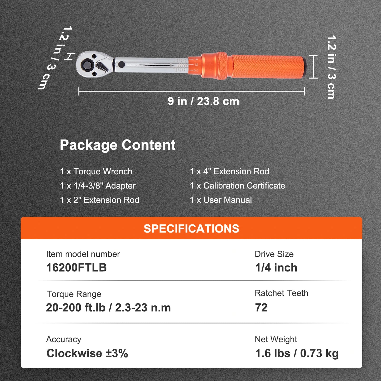 SucceBuy Mechanical Click Torque Wrench Set – Dual-Direction Adjustable Drive Wrench with Dual Range Scales | Multiple Torque Ranges | Auto & Precision Tool