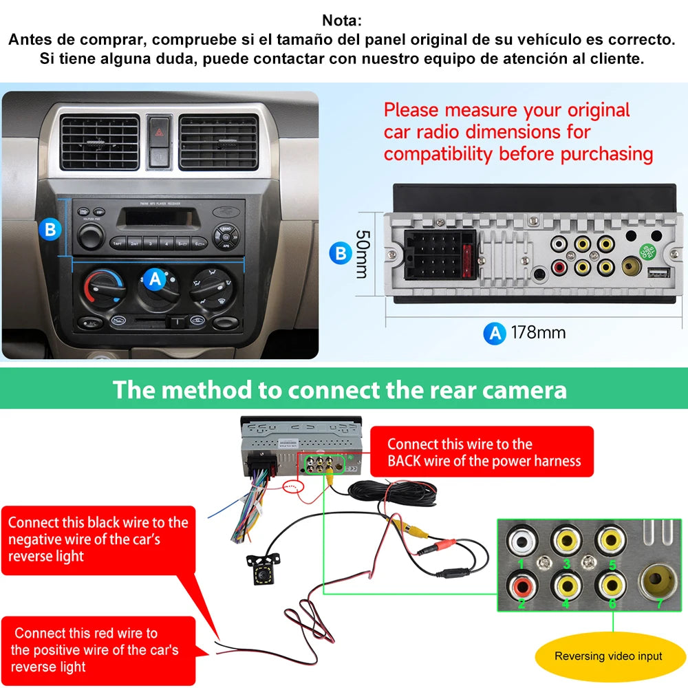6" 1 DIN Universal Car Stereo with Apple CarPlay & Android Auto (MP5)