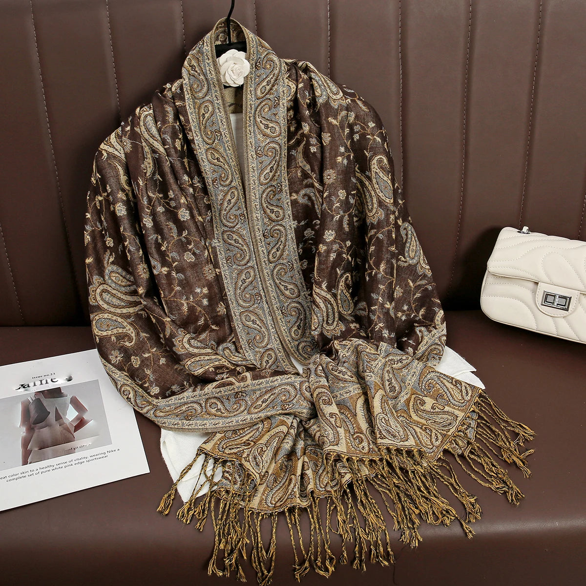 Women's Printed Pashmina Shawl, Soft Winter Scarf