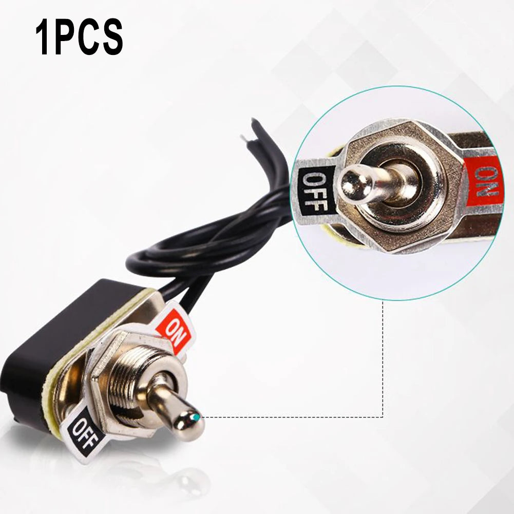 SPST 6A Toggle Switch Rocker SPST Contacts Switch Toggle With Wire Switch 12mm Cutout 1PCS 6A/125V Black+Silver