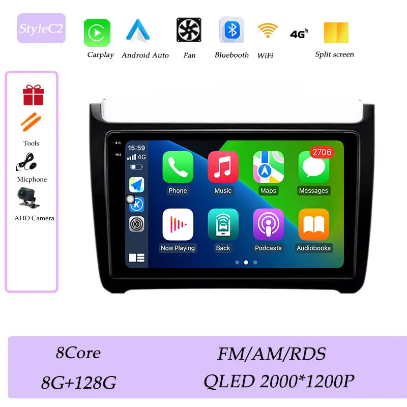 Car Stereo with Apple CarPlay & Android Auto, Compatible with VW Polo 5 (2011-2016)