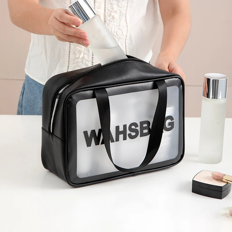 Large Capacity Makeup Bag Transparent PVC Waterproof Travel Toiletry Bag Cosmetics Organizer Storage Tote Clear 3Pcs Wash Bags