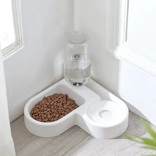 Double Pet Feeding Bowl - Moisture-Proof Food & Water Set