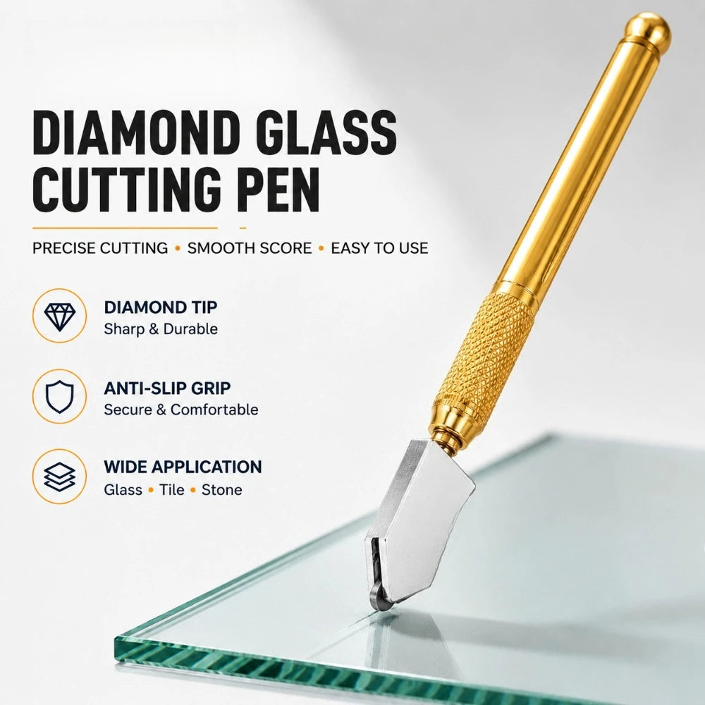 Portable Diamond Glass Cutting Tool 175mm, Non-Slip Handle