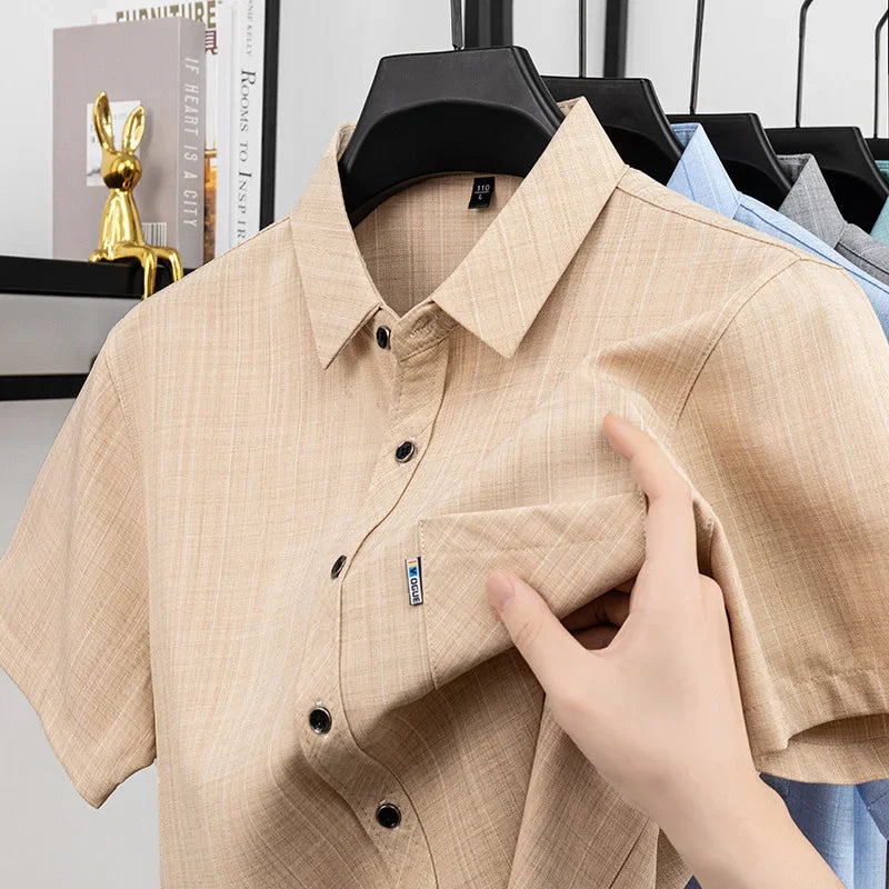 Men's Casual Short-Sleeve Shirt - Soft Wrinkle-Resistant, Travel