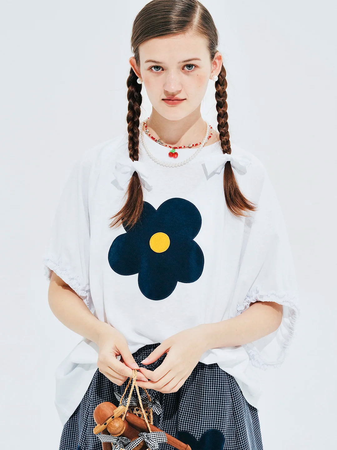 imakokoni 2024 summer new super smooth applique large version Korean all-match round neck T-shirt female 244669