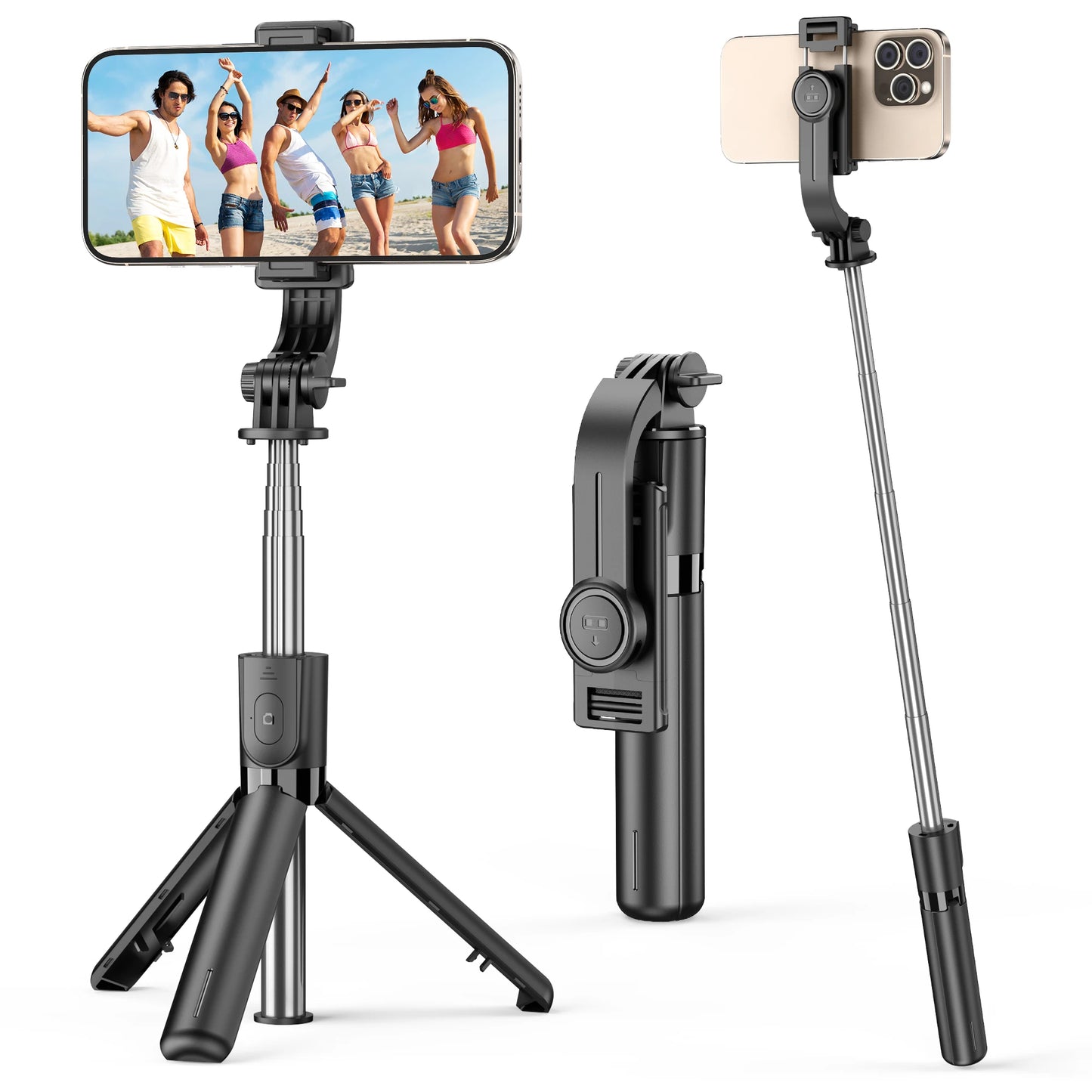 F01 Portable 6 Section Extendable Tripod Stand Lightweight Detachable Phone Holder 360 Degree Rotatable Bluetooth Selfie R
