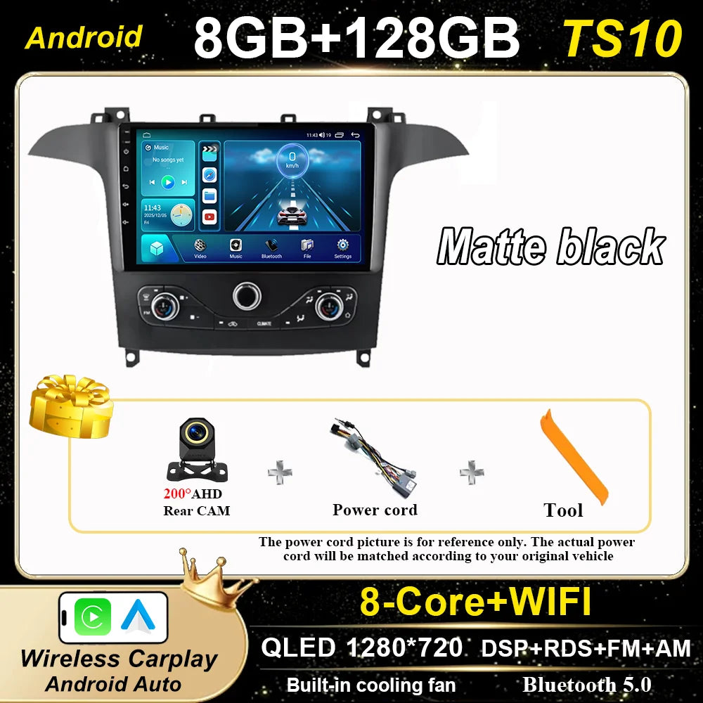 Android 16 For Ford S Max S-MAX 2006-2015 For Ford Galaxy 2014 Auto Multimidia Video Player Carplay Radio Stereo  Car Dvd WIFI