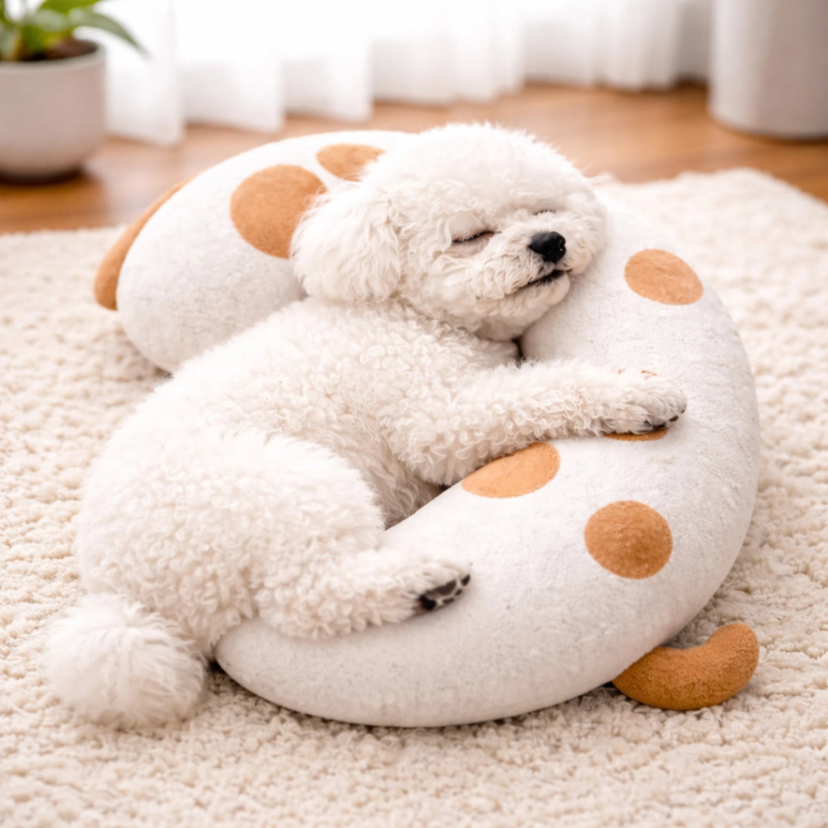 Dog Bed Pillow Soft Breathable Fabric Protects Spine Suitable Small Medium Sized Dogs Keeps Warm During Sleep