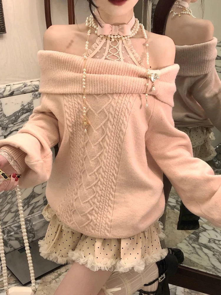 Women's Off-Shoulder Bow Knit Sweater