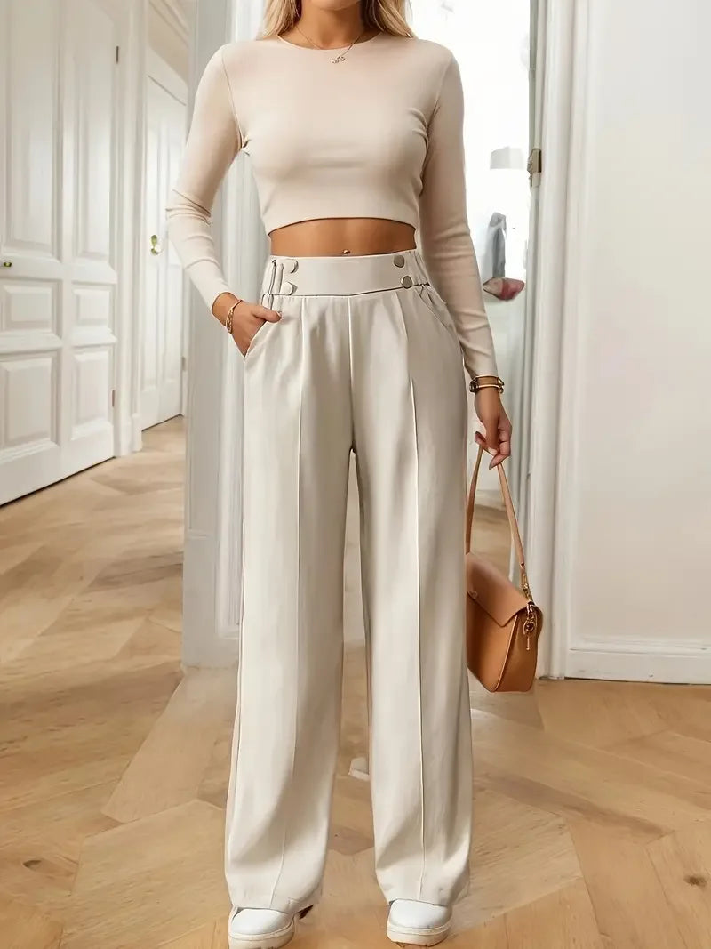 Women's high-waist wide leg pants - view 8