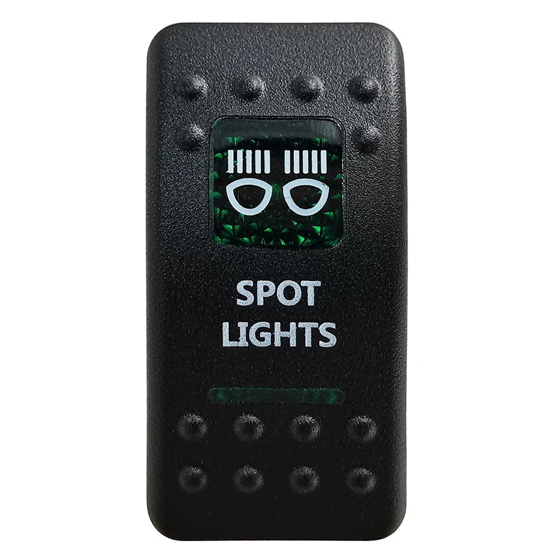 Green LED Rocker Switch - Waterproof SPST & DPDT Options