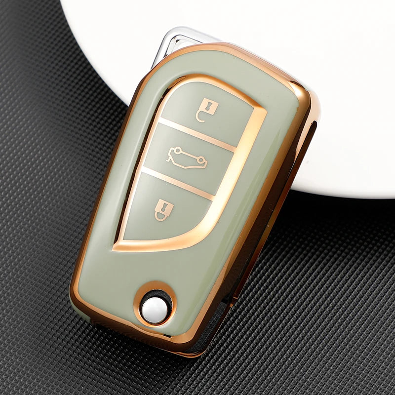2/3 Button Soft TPU Car Key Cover Case Auto Shell Holder Protector Fob for Toyota Aygo Yaris Highlander Camry RAV4 Keychain