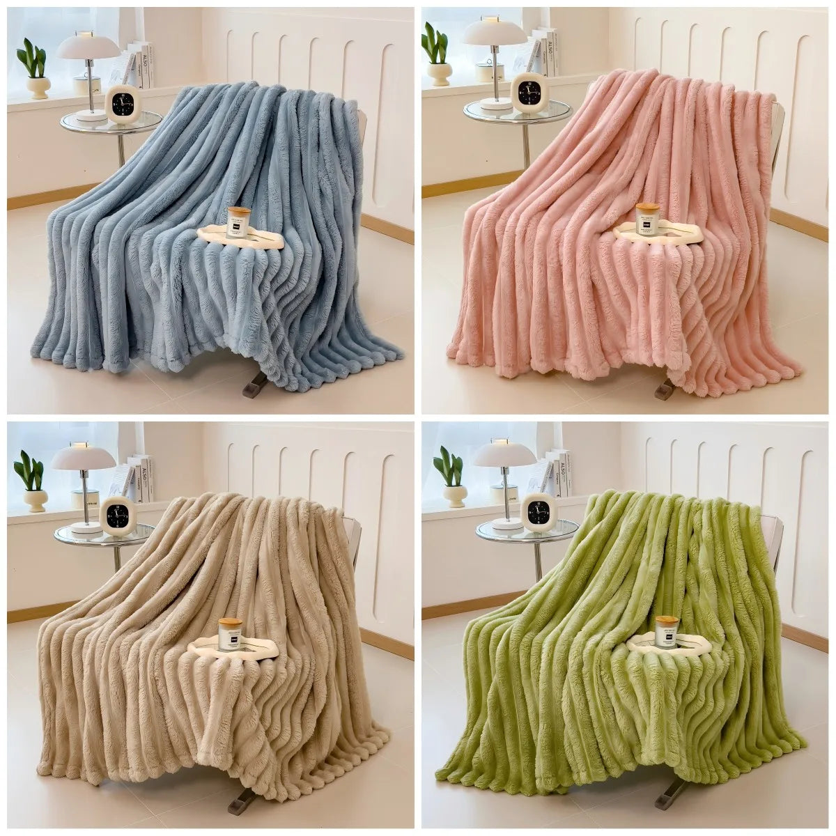 Wide Striped Multi-Use Blanket, Bed Cover and Nap Blanket