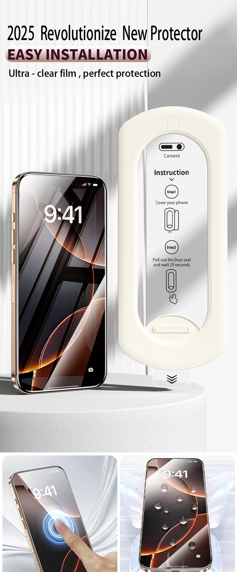 2PCS HD Tempered Glass Dust Free Install Box Protector For IPhone 16 15 14 13 12 11 Plus ProMax X XS XsMax XR Anti Peeping Film