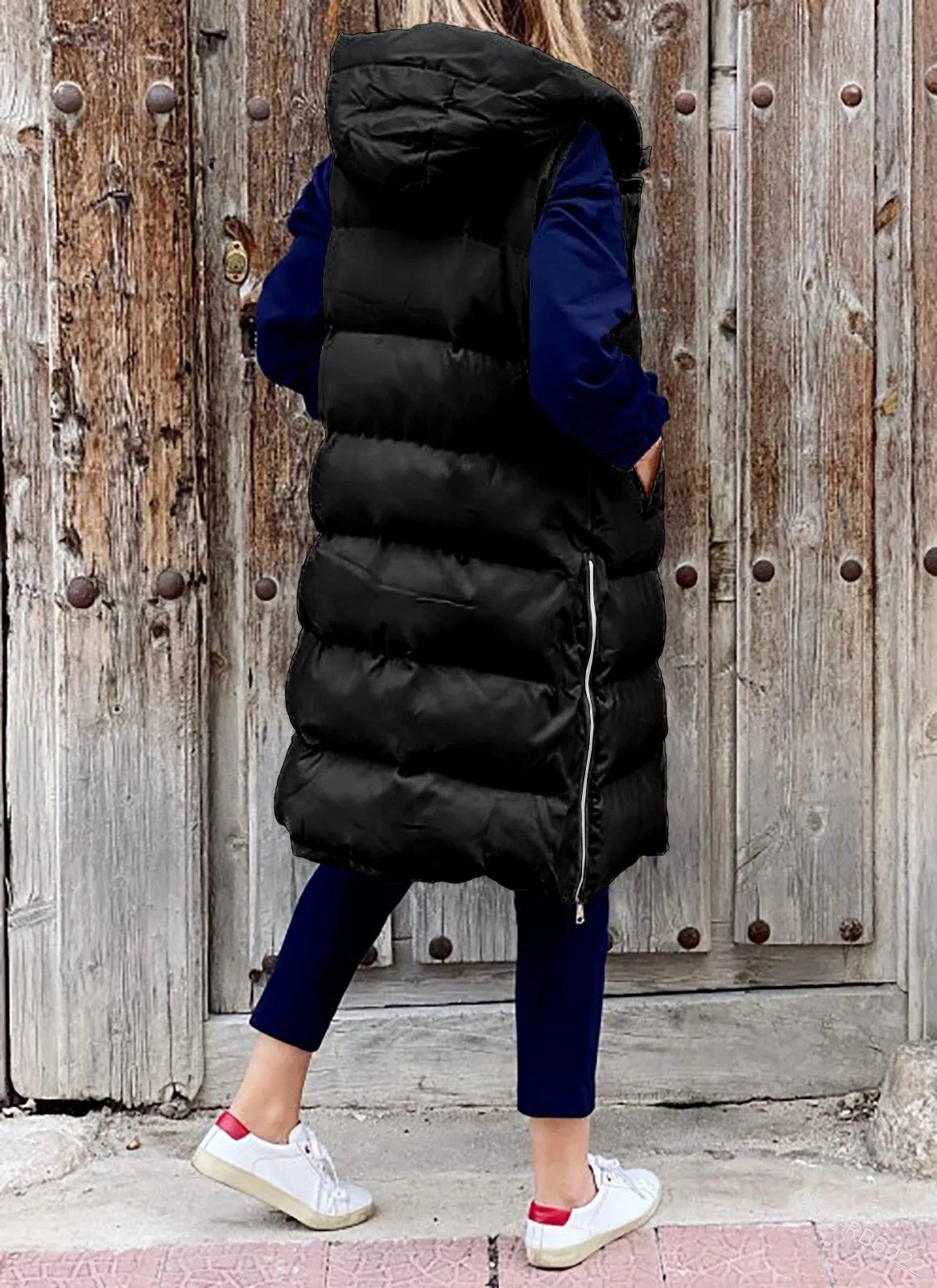 Women's Long Hooded Puffer Vest - Quilted Sleeveless Winter Coat - photo 6