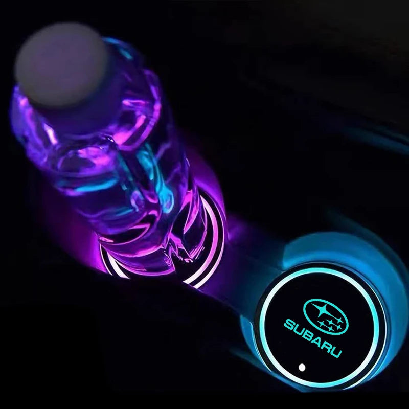 7 Color LED Car Cup Holder Light - Luminous Coaster for Subaru
