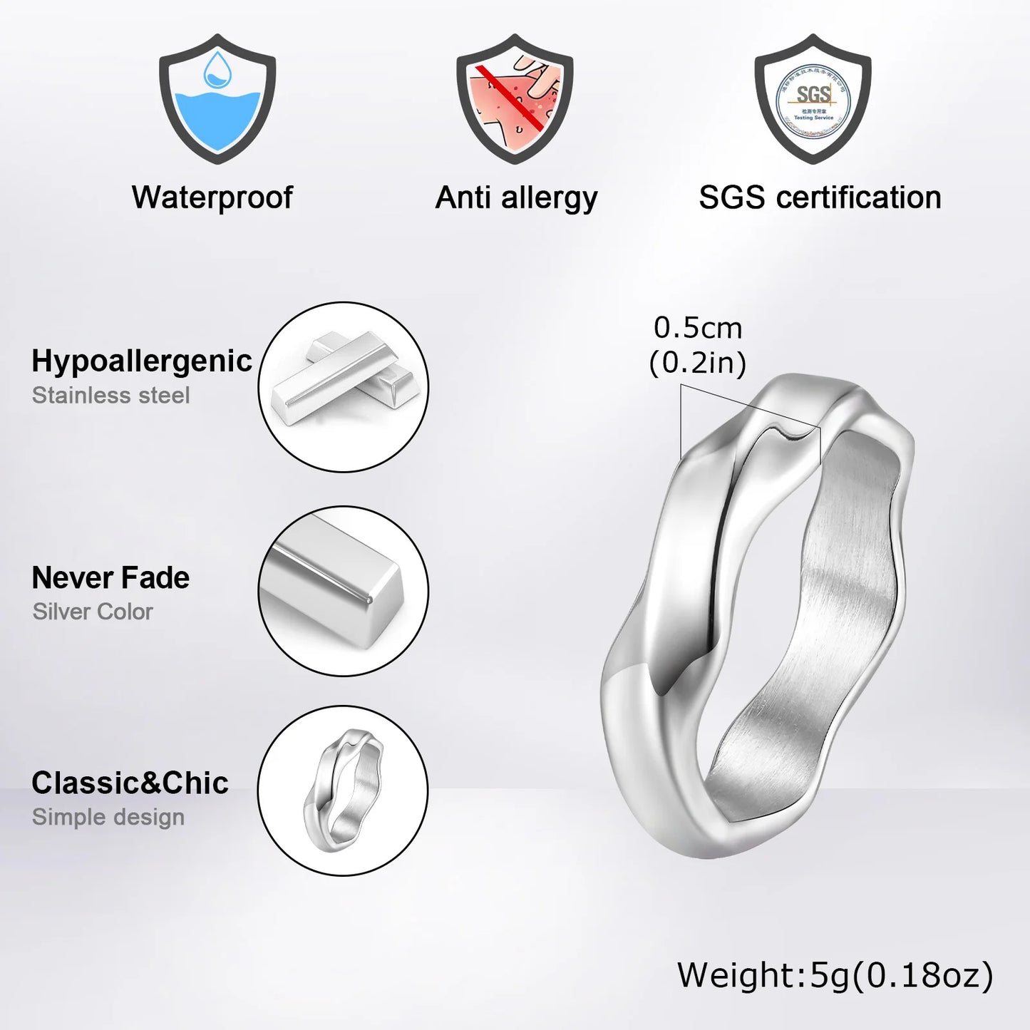 Mobius Twist Ring for Men — Oxidised Stainless Steel Band