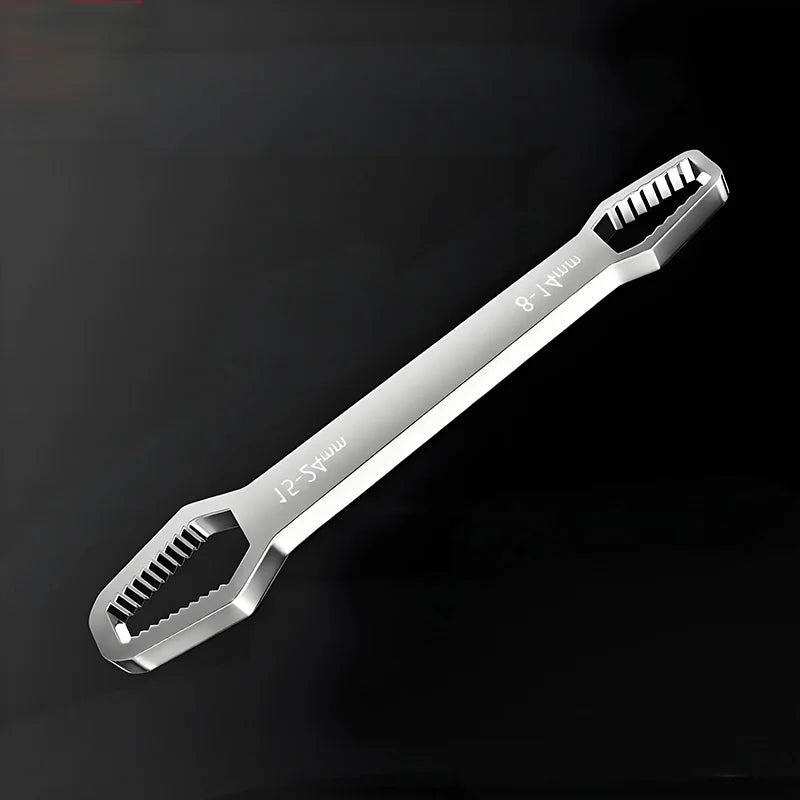 Dual-Head Multi-Size Adjustable Wrench: 4-34mm & 14-22mm Stainless Steel Spanner for Nuts & Bolts