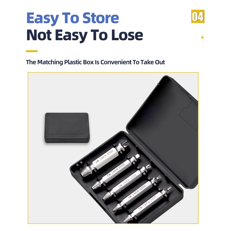 TOOLEYE Damaged Screw Extractor Set Center Drill Bit Set Woodworking Tools Broken Bolt Extractor Bolts Screws Remover Extractor
