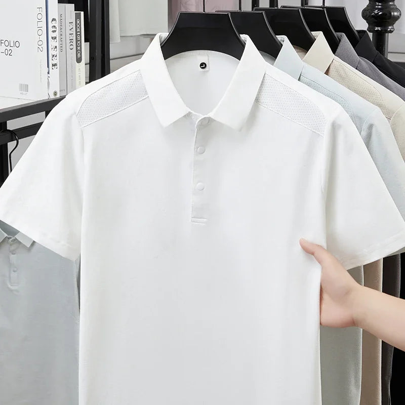 Men's Lapel Polo Tee - Breathable Soft Stretch, Summer Daily Wear