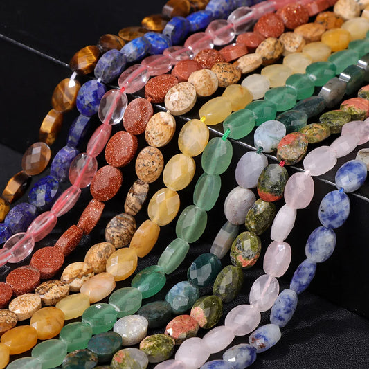 Faceted Oval Stone Beads 6x8mm - Loose Beads for Jewelry Making