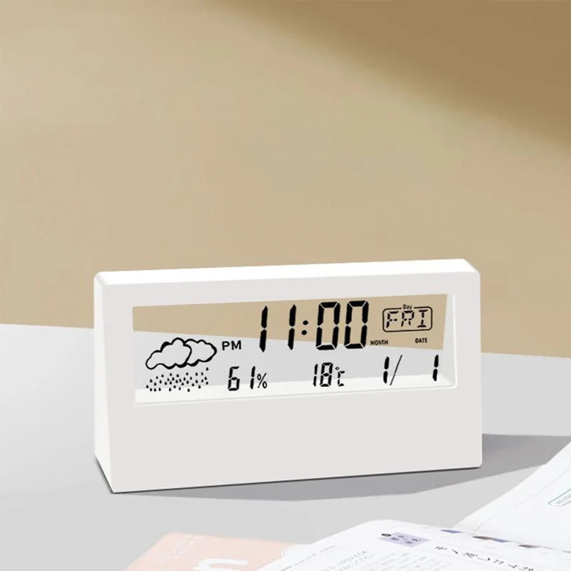 LED Thermometer Thermo-Hygrometer Multifunction Electronic Clock Temperature Humidity Meter Weather Station for Home With Alarm