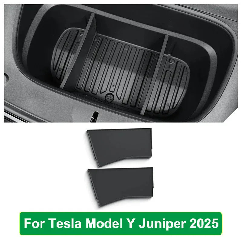 For Tesla Model Y 2026 Juniper TPE Front Trunk Cargo Liner Tray Mat Frunk Layered Partition Plate Organizer Divider Baffle Board