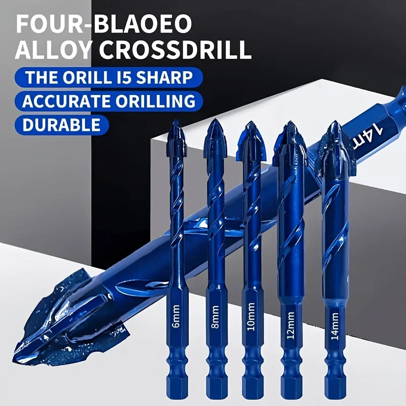 3 Pc Tungsten Carbide Masonry Drill Bits, Hex Shank Serrated