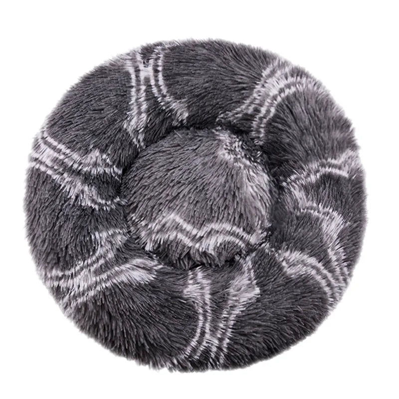 Round Plush Dog & Cat Bed — Washable Warm Basket for Small to Large Pets