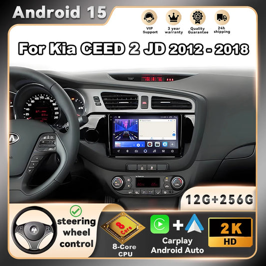 Car Stereo with Apple CarPlay & Android Auto, Compatible with Kia CEED 2 JD