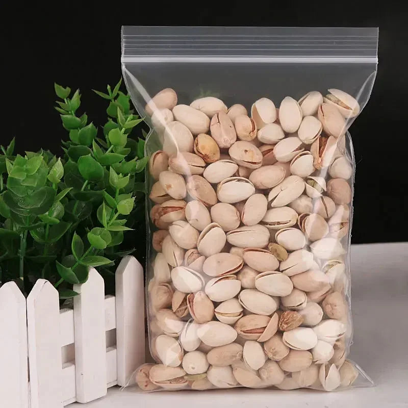 100/300PCS Transparent Zip Bags Food Jewelry Vacuum Storage Bag Plastic Thicken Reclosable Poly Bag Kitchen Organization Package