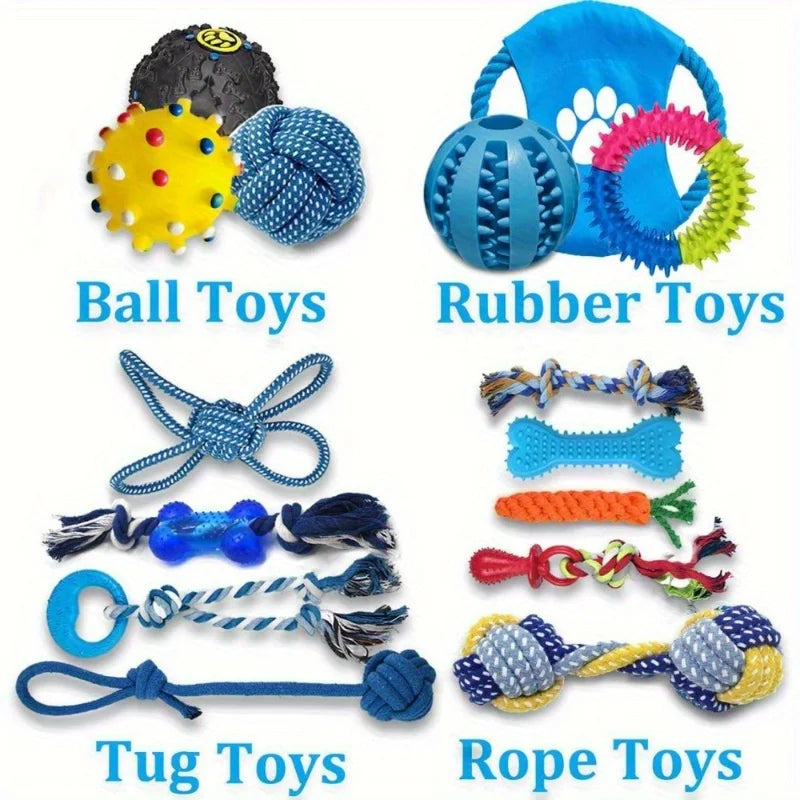 15-Piece Dog Toy Set - Rope Tug Toys, Chews & Rubber Balls - photo 3