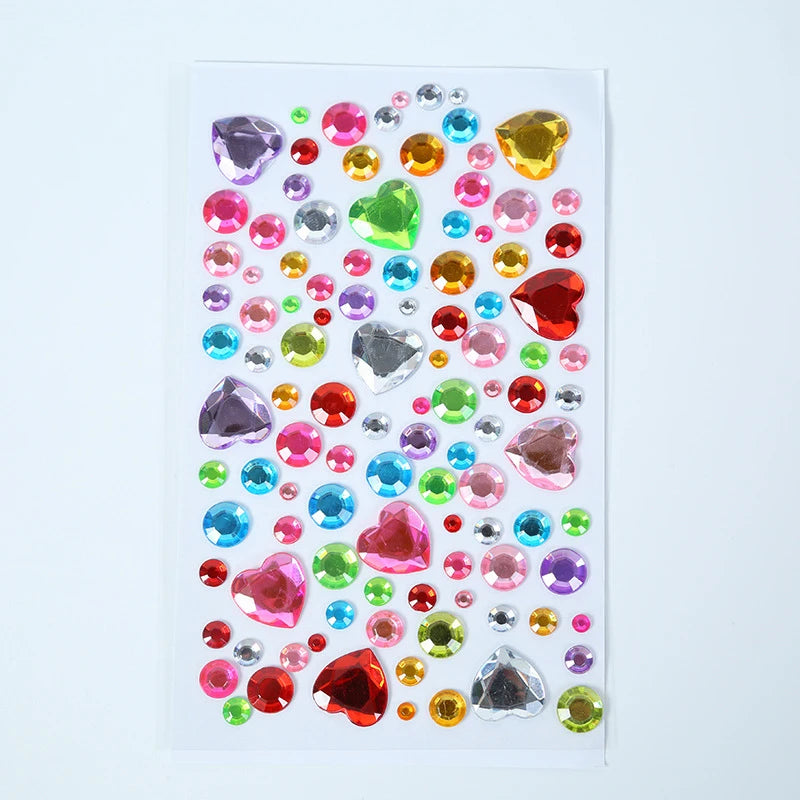 Gem Stickers,Self-Adhesive Face Jewelry Sticker, Acrylic Gems DIY Crafts, Sparkle Heart-Shaped Rhinestone Party Holiday Supplies