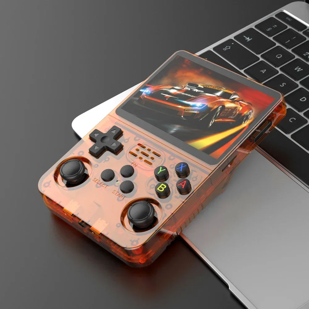 64GB/128GB Open Source R36S Video Game Console Linux System 3.5 Inch IPS Screen Orange Portable Pocket Video Player With bag