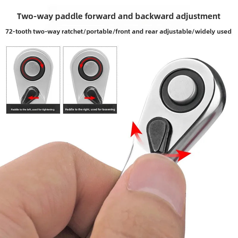 1/4 Ratchet Double Head Fast Ratchet Wrench Double-Ended Mini Socket Wrench Set Bicycle Workshop Tool Hand Tools