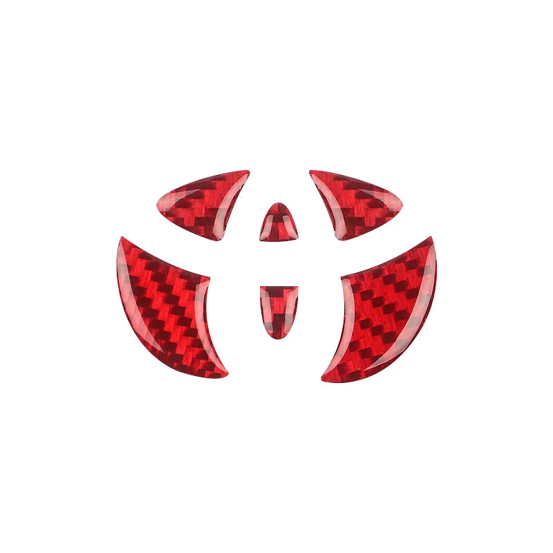 Carbon Fiber Car Steering Wheel Emblem Badge Sticker Glue Trim Decals For Toyota Corolla Rav4 CHR Auris Camry Prius Yaris