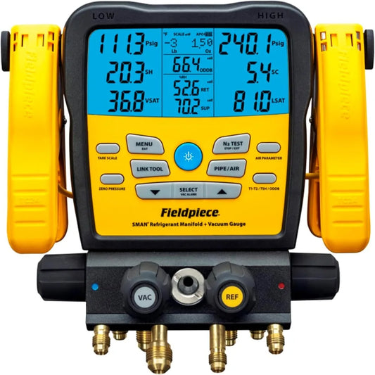 Wireless 4 Port Digital Refrigerant Manifold HVAC AC Gauges with Vacuum Gauge