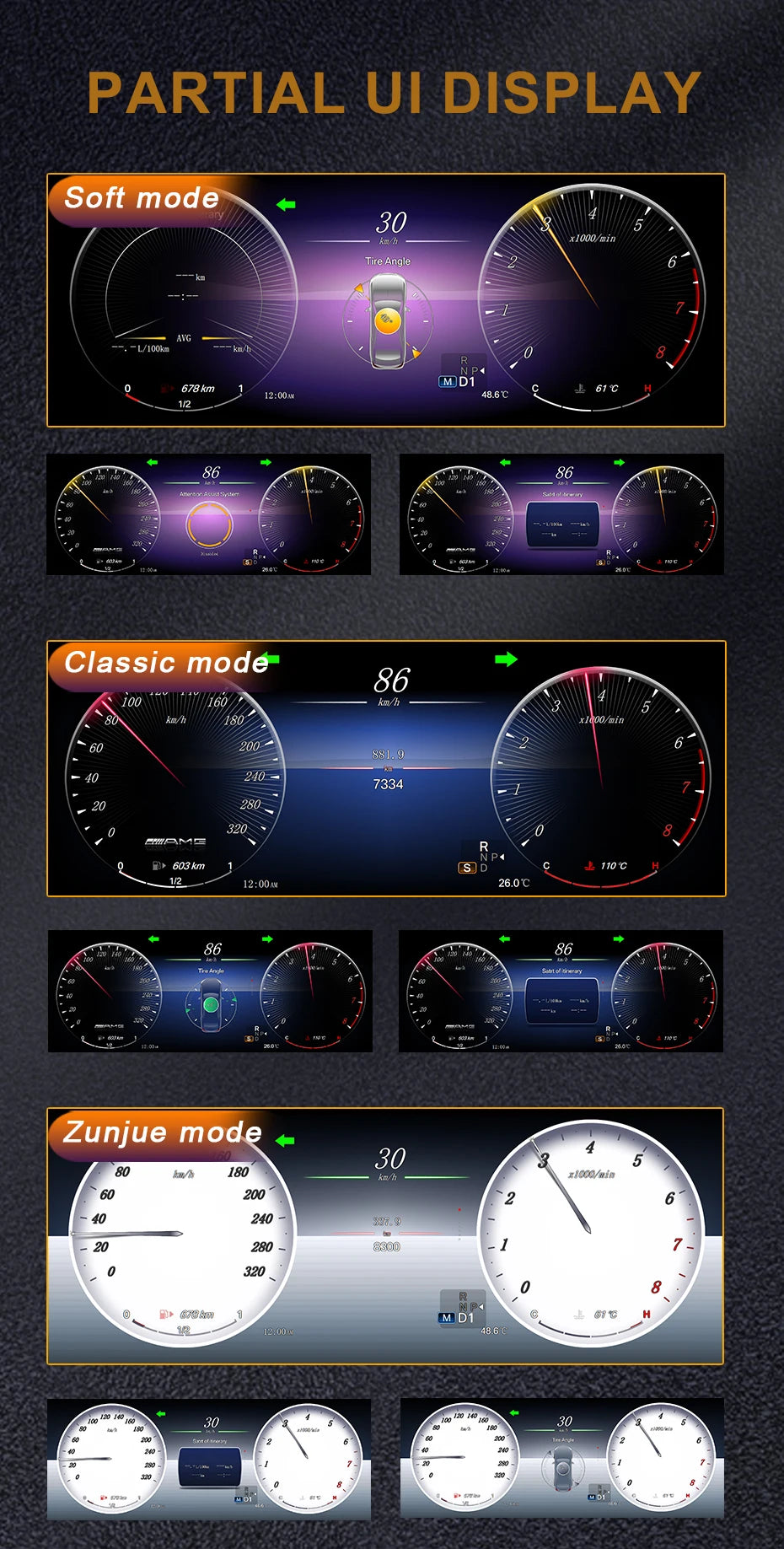 STWEI 2024 New Lcd Digital Dashboard Cluster Digital Speedometer For Mercedes Benz A Class W176 GLA CLA  C117 GLC W205 W212 W207